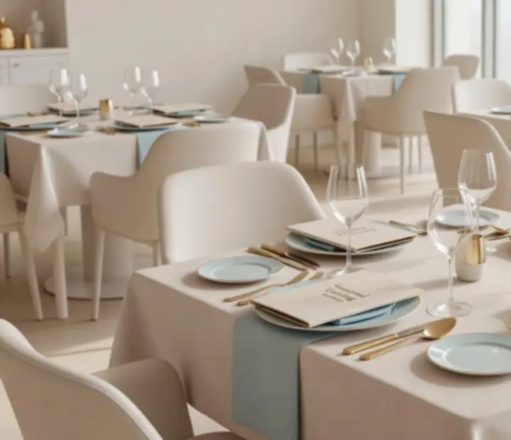 Elegancki stolik restauracyjny z nowoczesnym nakryciem